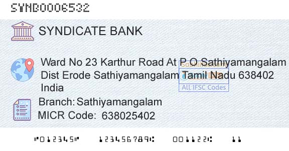 Syndicate Bank SathiyamangalamBranch 