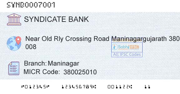 Syndicate Bank ManinagarBranch 
