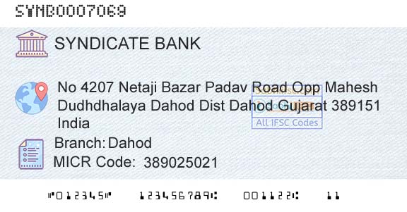 Syndicate Bank DahodBranch 