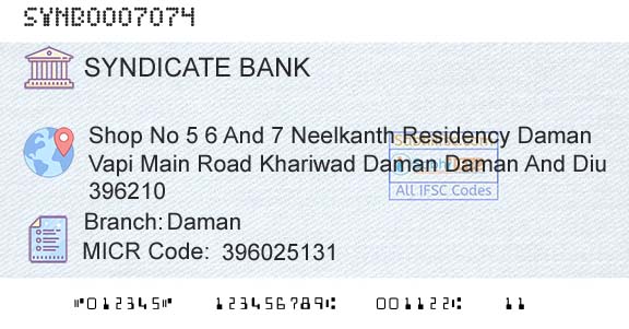 Syndicate Bank DamanBranch 