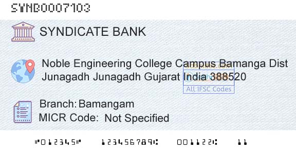Syndicate Bank BamangamBranch 