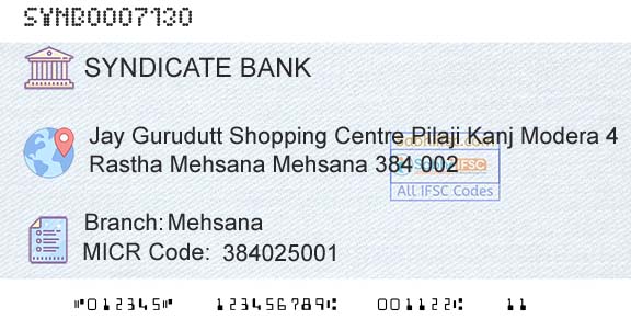 Syndicate Bank MehsanaBranch 