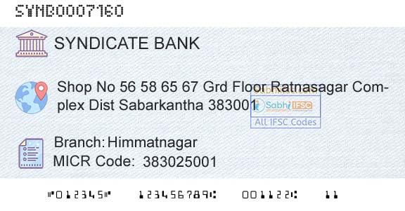 Syndicate Bank HimmatnagarBranch 