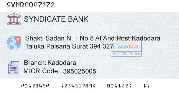 Syndicate Bank KadodaraBranch 