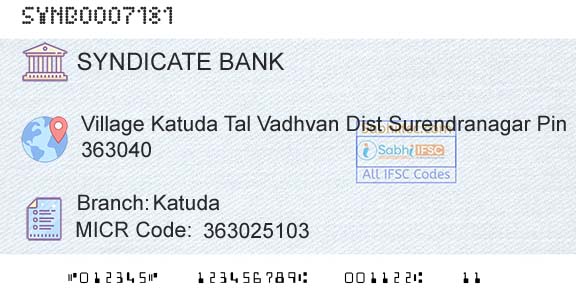 Syndicate Bank KatudaBranch 