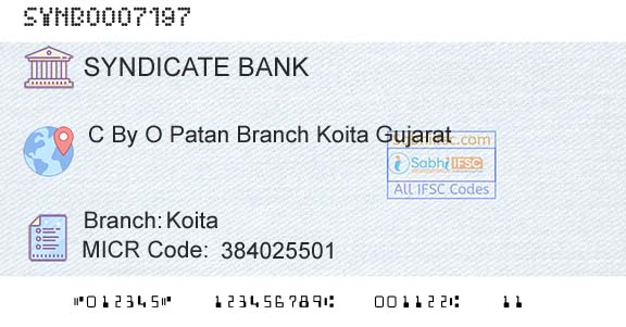 Syndicate Bank KoitaBranch 