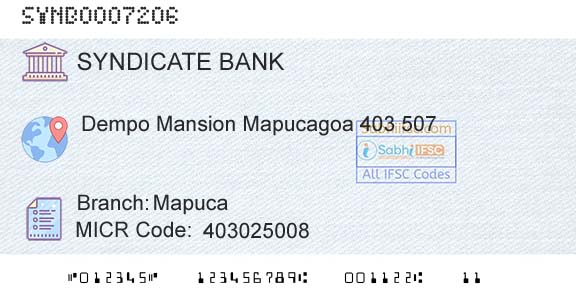 Syndicate Bank MapucaBranch 