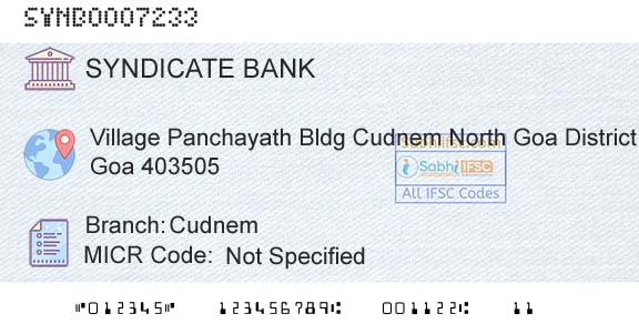 Syndicate Bank CudnemBranch 