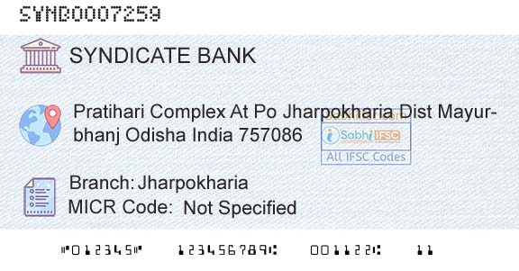 Syndicate Bank JharpokhariaBranch 
