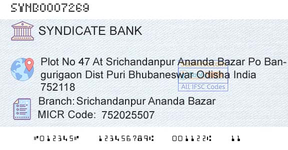 Syndicate Bank Srichandanpur Ananda BazarBranch 