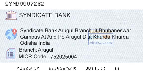 Syndicate Bank ArugulBranch 