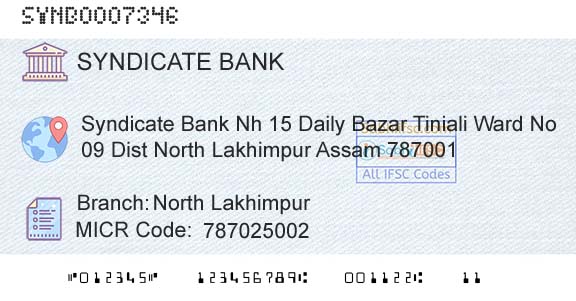 Syndicate Bank North LakhimpurBranch 