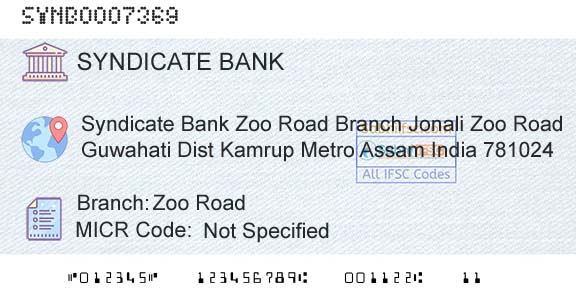 Syndicate Bank Zoo RoadBranch 