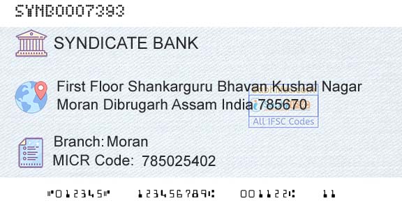 Syndicate Bank MoranBranch 