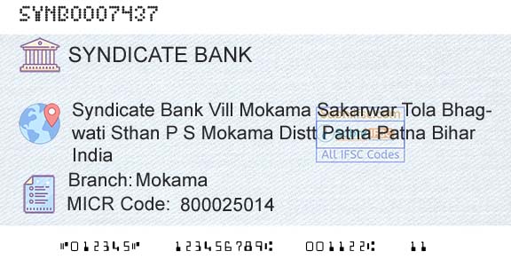 Syndicate Bank MokamaBranch 