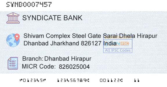 Syndicate Bank Dhanbad HirapurBranch 