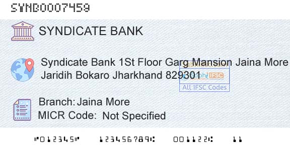 Syndicate Bank Jaina MoreBranch 