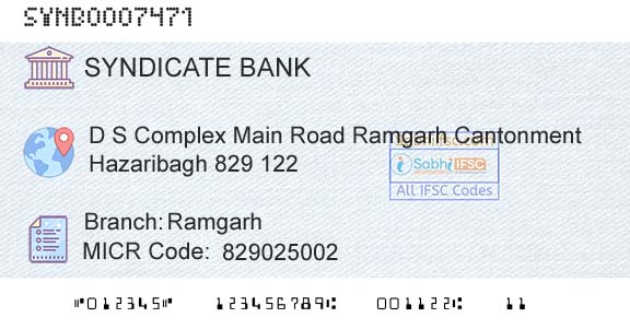 Syndicate Bank RamgarhBranch 
