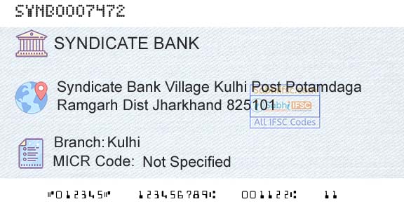 Syndicate Bank KulhiBranch 