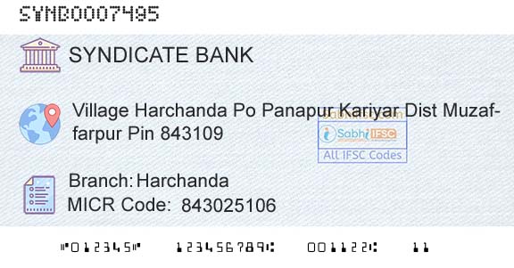 Syndicate Bank HarchandaBranch 