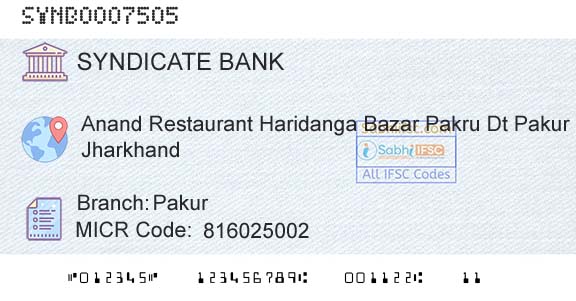 Syndicate Bank PakurBranch 