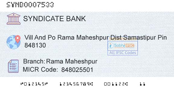 Syndicate Bank Rama MaheshpurBranch 