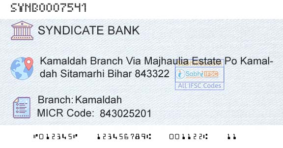Syndicate Bank KamaldahBranch 