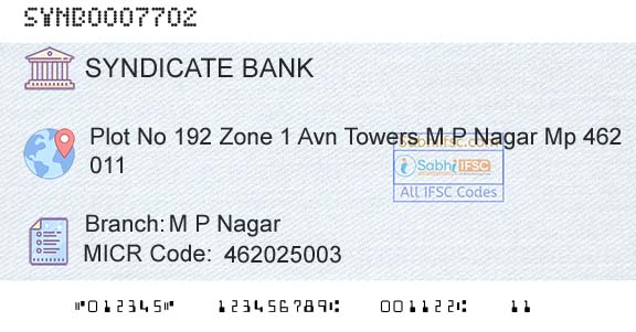 Syndicate Bank M P NagarBranch 