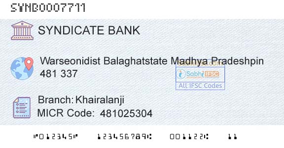 Syndicate Bank KhairalanjiBranch 