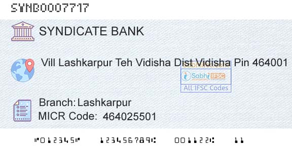 Syndicate Bank LashkarpurBranch 