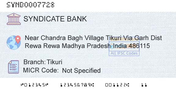 Syndicate Bank TikuriBranch 