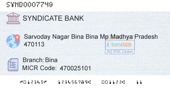 Syndicate Bank BinaBranch 