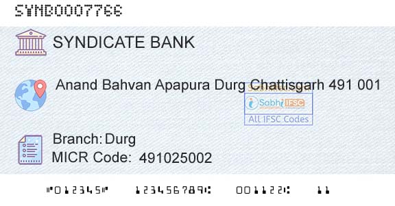 Syndicate Bank DurgBranch 