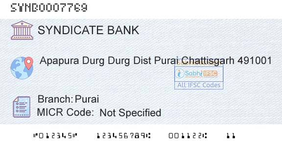 Syndicate Bank PuraiBranch 