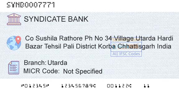 Syndicate Bank UtardaBranch 
