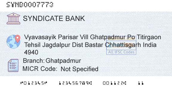 Syndicate Bank GhatpadmurBranch 
