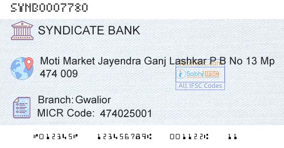 Syndicate Bank GwaliorBranch 