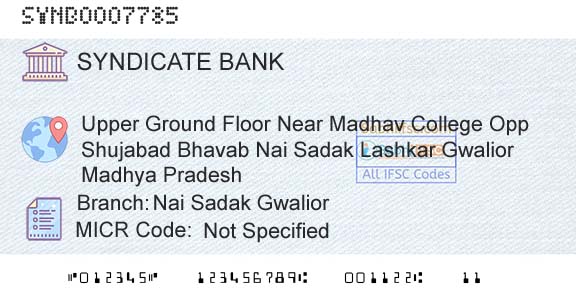 Syndicate Bank Nai Sadak GwaliorBranch 