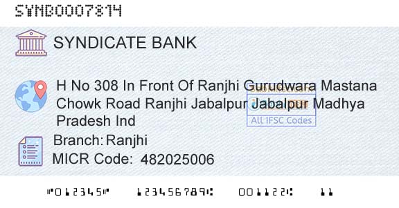 Syndicate Bank RanjhiBranch 