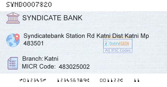 Syndicate Bank KatniBranch 