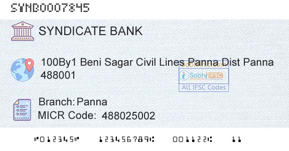 Syndicate Bank PannaBranch 