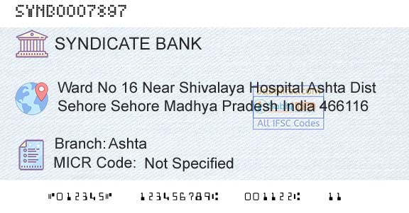 Syndicate Bank AshtaBranch 