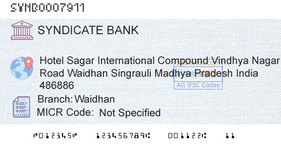 Syndicate Bank WaidhanBranch 