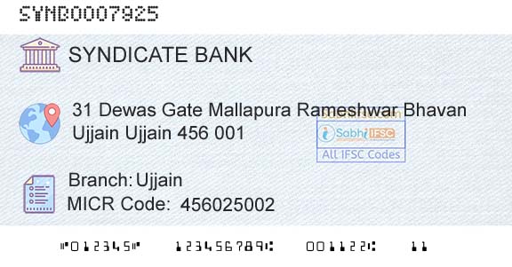 Syndicate Bank UjjainBranch 