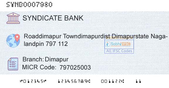Syndicate Bank DimapurBranch 