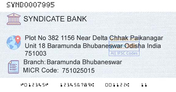 Syndicate Bank Baramunda BhubaneswarBranch 