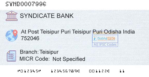 Syndicate Bank TeisipurBranch 