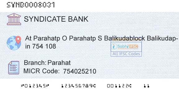 Syndicate Bank ParahatBranch 