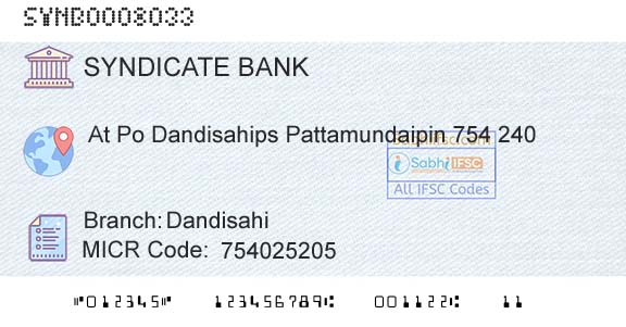 Syndicate Bank DandisahiBranch 