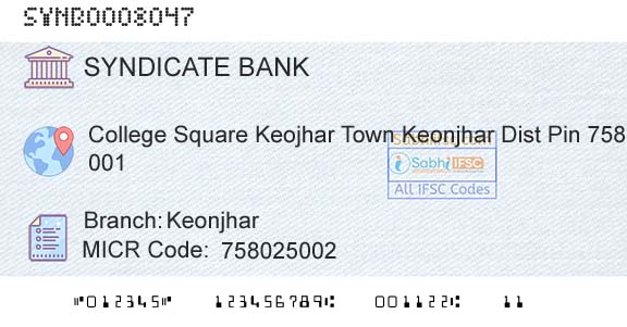 Syndicate Bank KeonjharBranch 